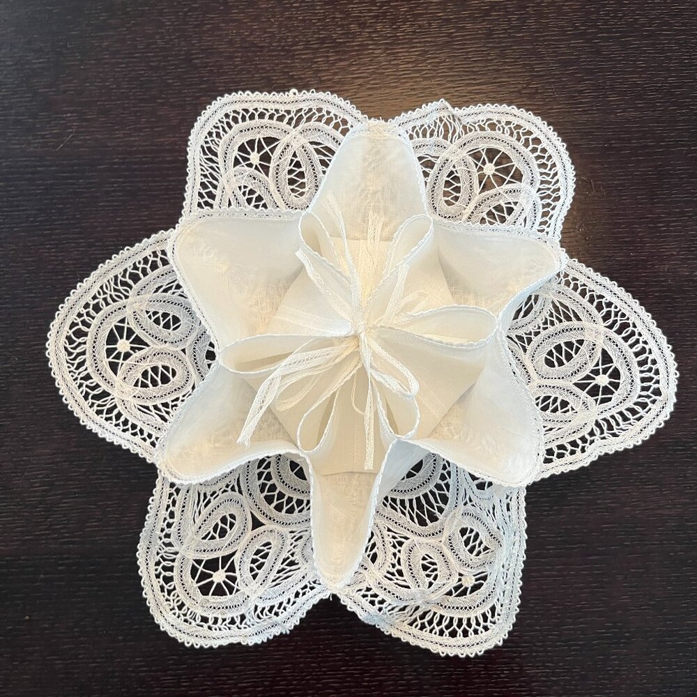 Vintage Lace Bread Basket / Biscuit & Roll Warmer